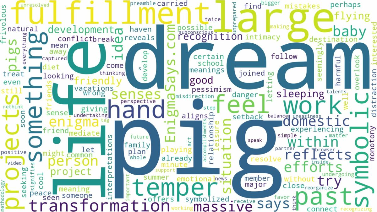 dream about a large pig and related dreams with their meanings in a word cloud