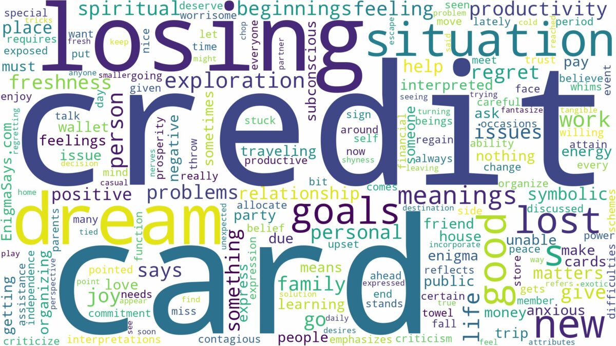 dreaming of losing credit card and related dreams with their meanings in a word cloud