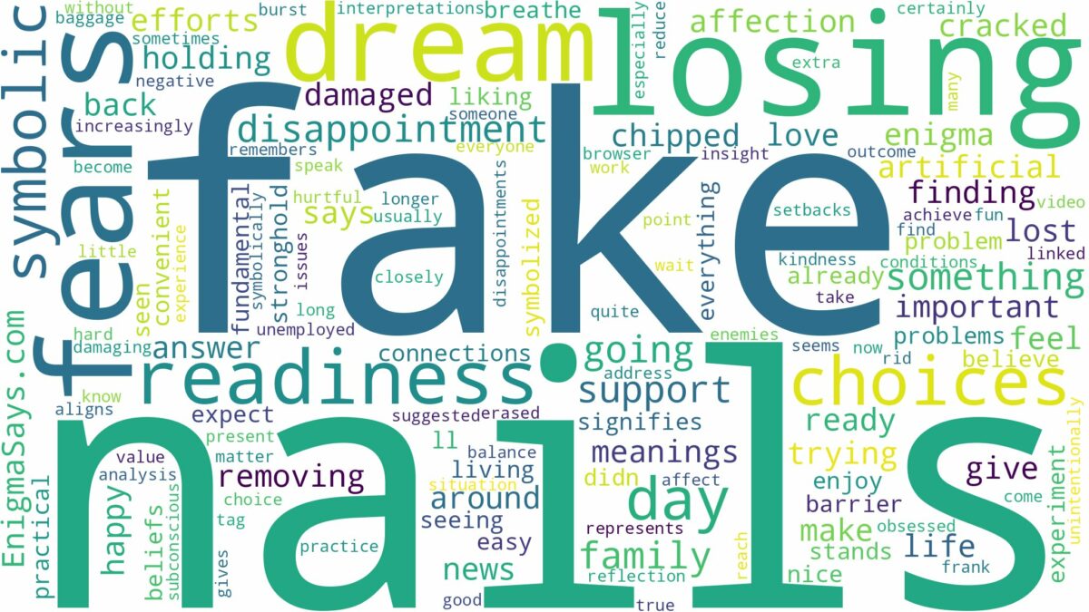 dreaming of losing fake nails and related dreams with their meanings in a word cloud