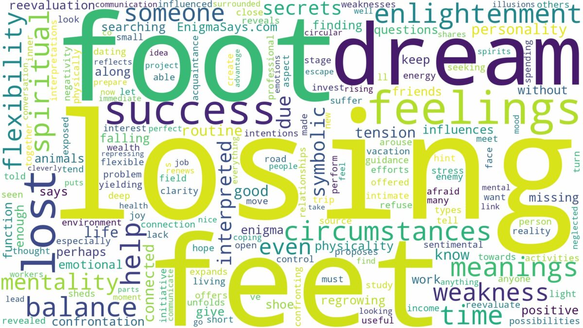 dream of losing feet and related dreams with their meanings in a word cloud