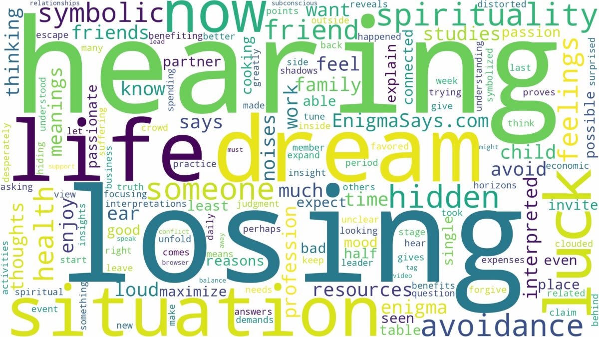 dream of losing hearing and related dreams with their meanings in a word cloud