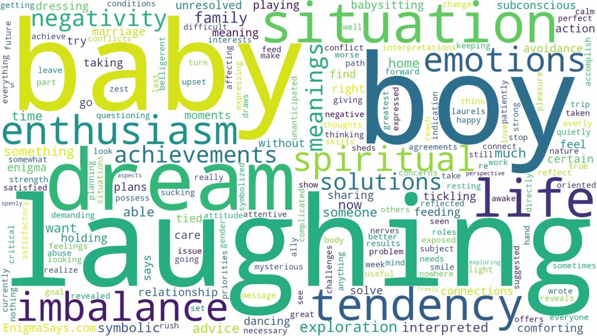 dreaming about a laughing baby boy and related dreams with their meanings in a word cloud