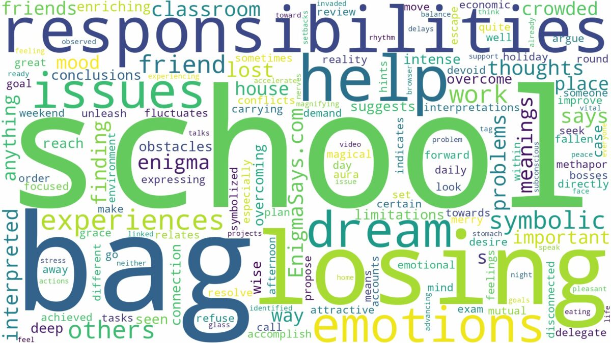 dreaming of losing school bag and related dreams with their meanings in a word cloud