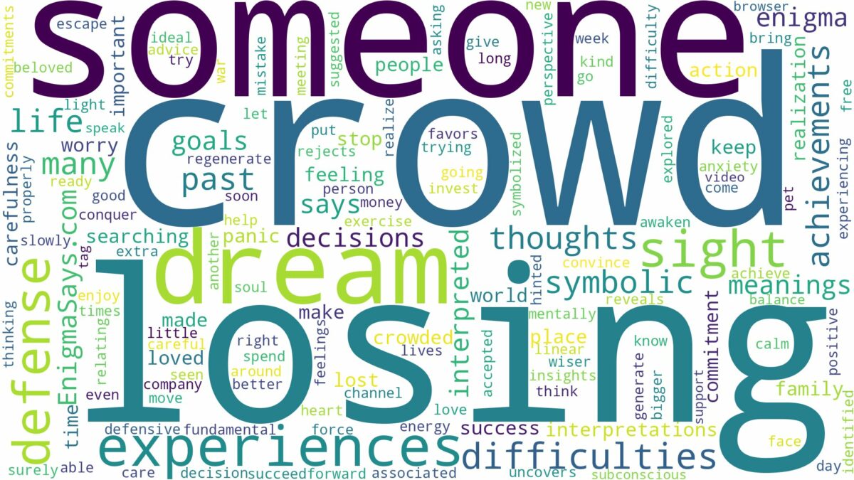 dreaming of losing someone in a crowd and related dreams with their meanings in a word cloud