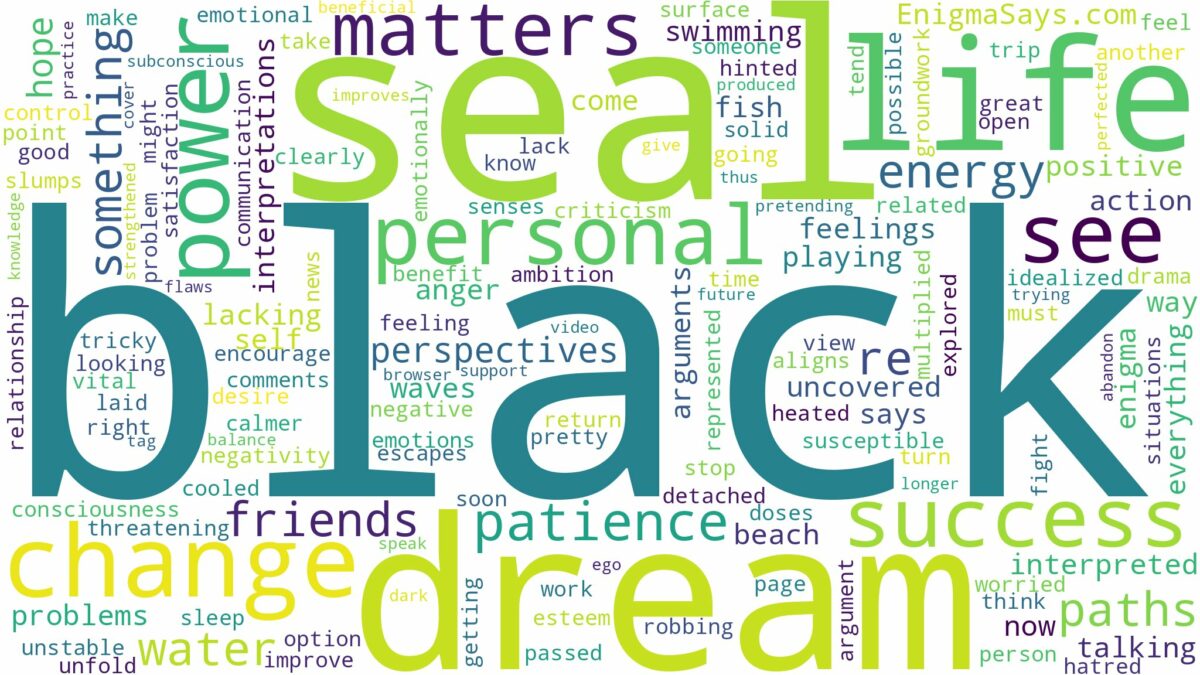 dream about a black seal and related dreams with their meanings in a word cloud