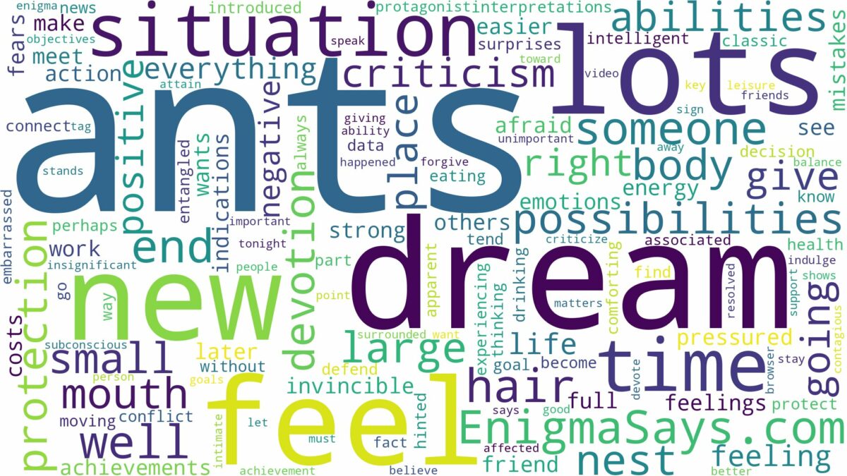 dreams about lots of ants and related dreams with their meanings in a word cloud