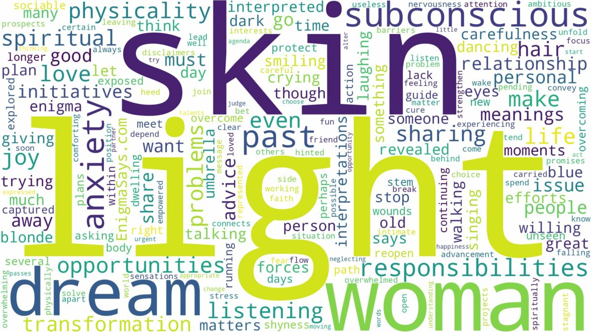 dream about a light skin woman and related dreams with their meanings in a word cloud