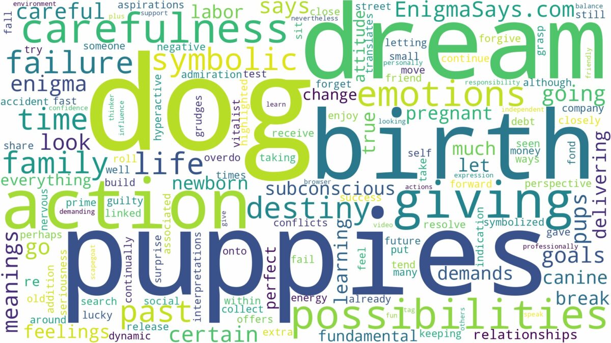 dreaming about a dog giving birth to puppies and related dreams with their meanings in a word cloud