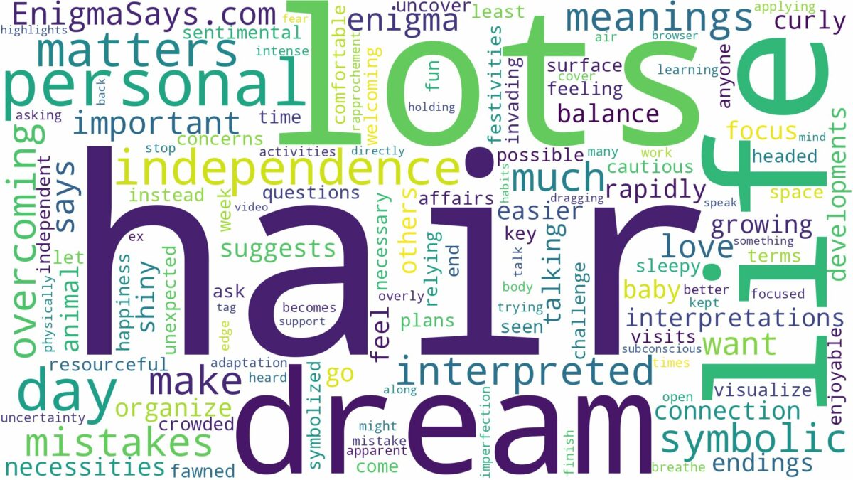 dreams about lots of hair and related dreams with their meanings in a word cloud