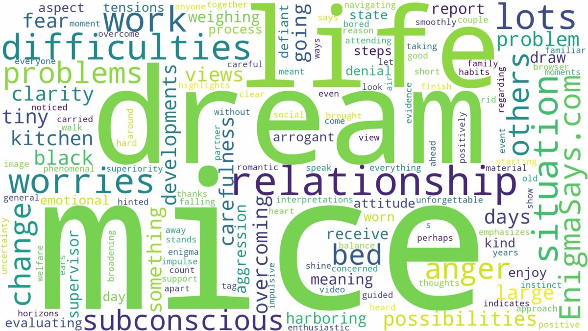 dreams about lots of mice and related dreams with their meanings in a word cloud