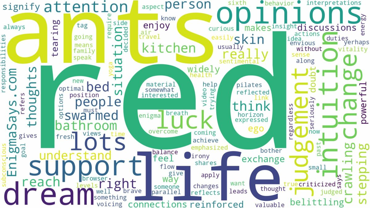 dreams about lots of red ants and related dreams with their meanings in a word cloud