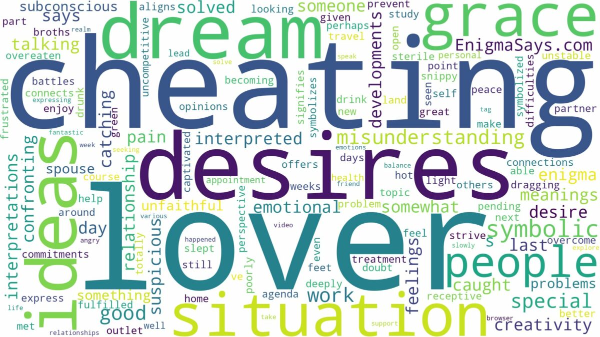 dreaming of lover cheating and related dreams with their meanings in a word cloud