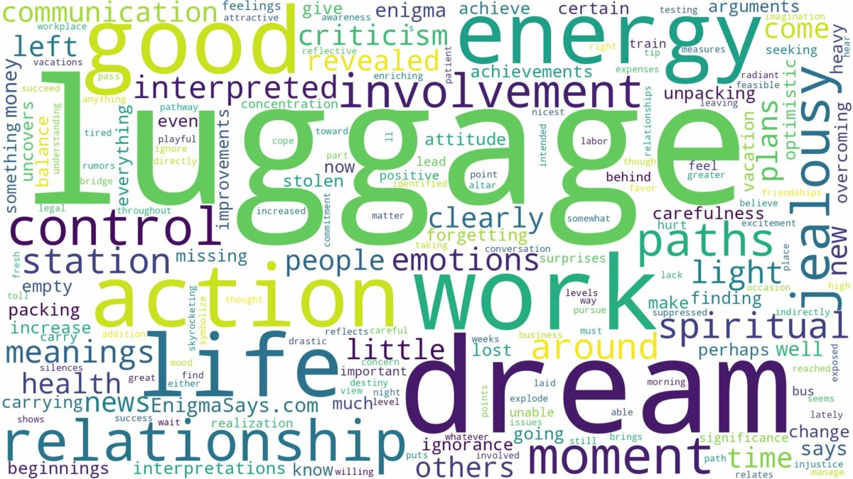 dream about luggage and related dreams with their meanings in a word cloud