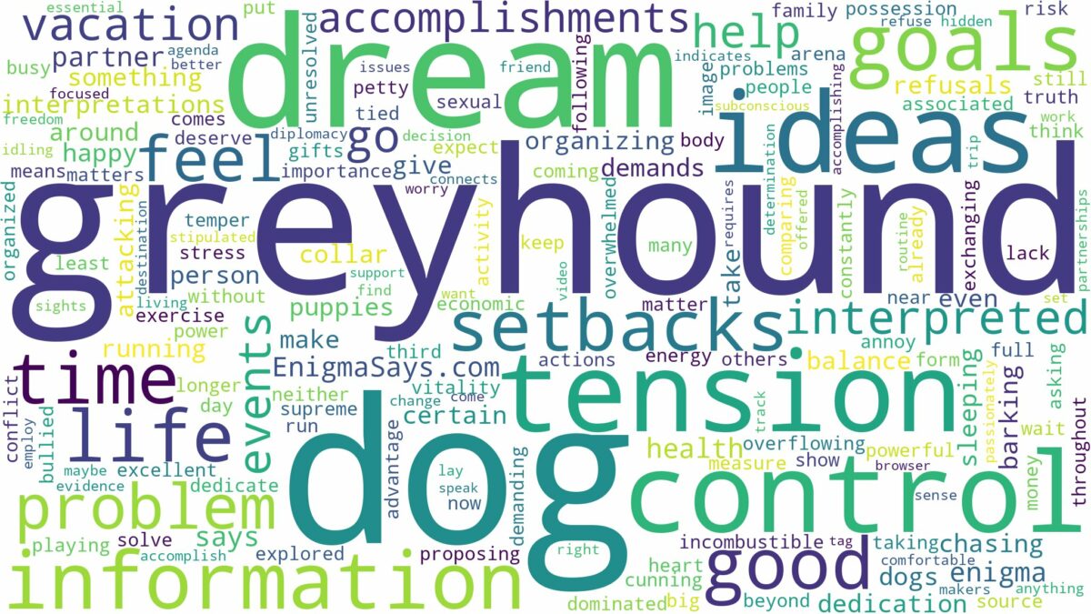 dream about a greyhound dog and related dreams with their meanings in a word cloud