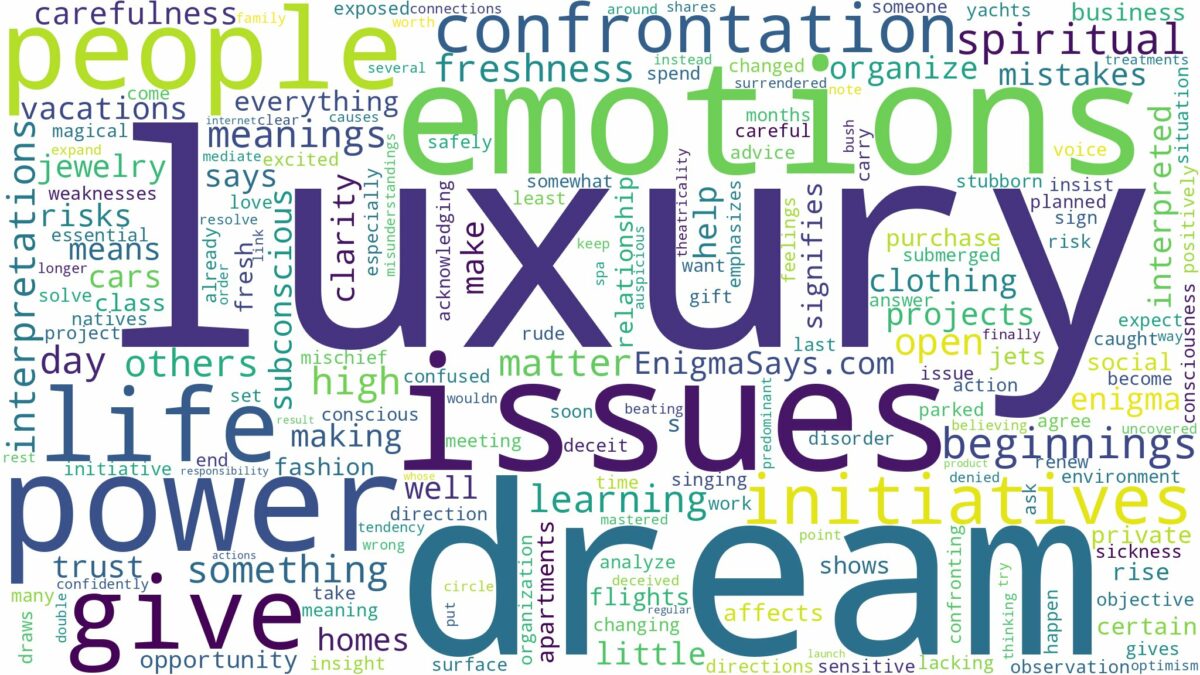 dream about luxury and related dreams with their meanings in a word cloud