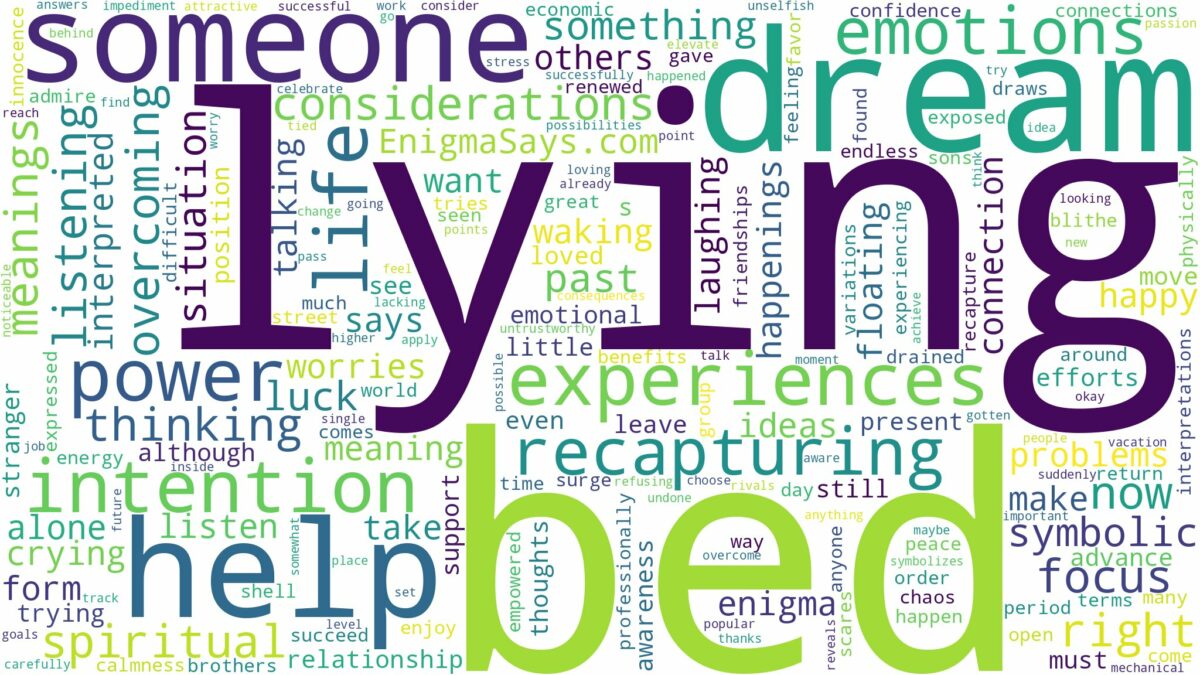 dream of lying in bed and related dreams with their meanings in a word cloud