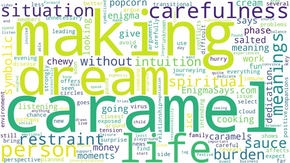 dream of making caramel and related dreams with their meanings in a word cloud