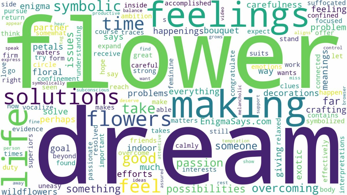 dream of making flower and related dreams with their meanings in a word cloud