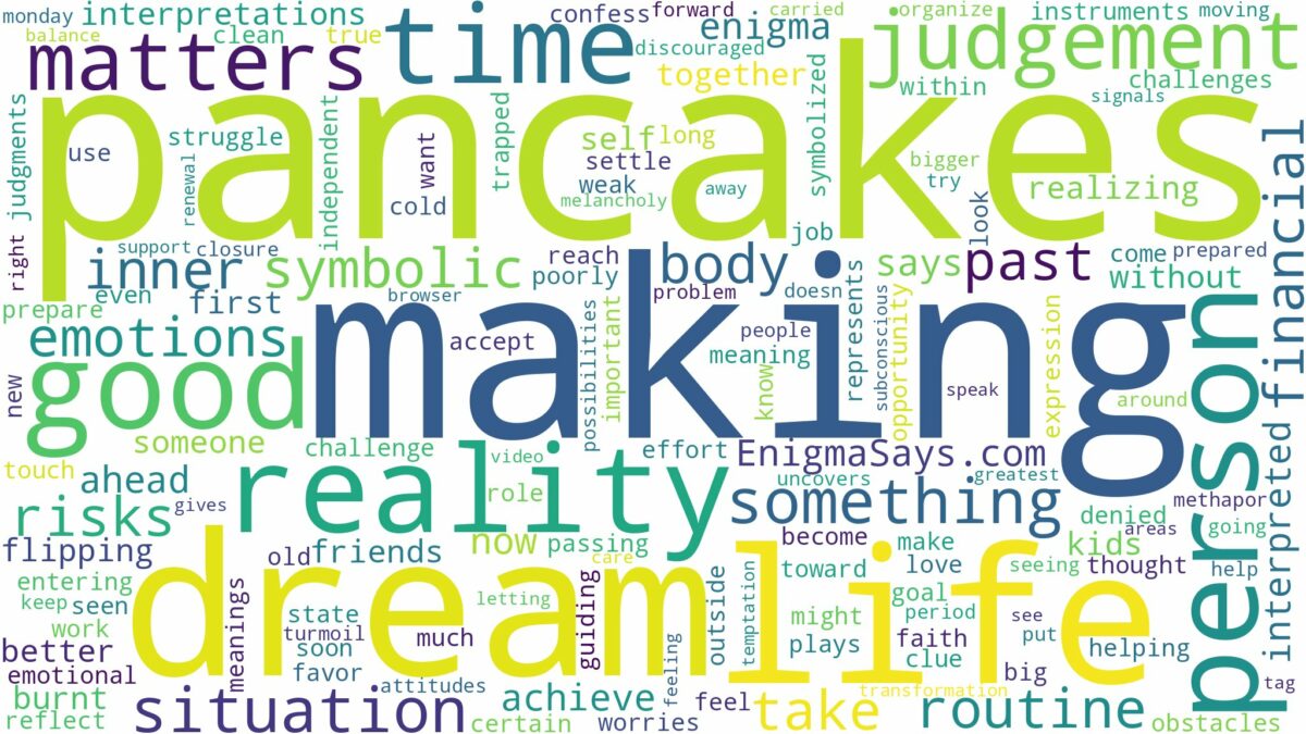 dream of making pancakes and related dreams with their meanings in a word cloud