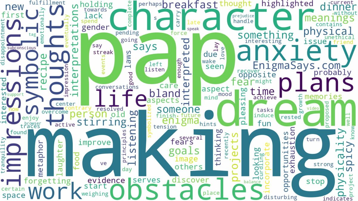 dream of making pap and related dreams with their meanings in a word cloud