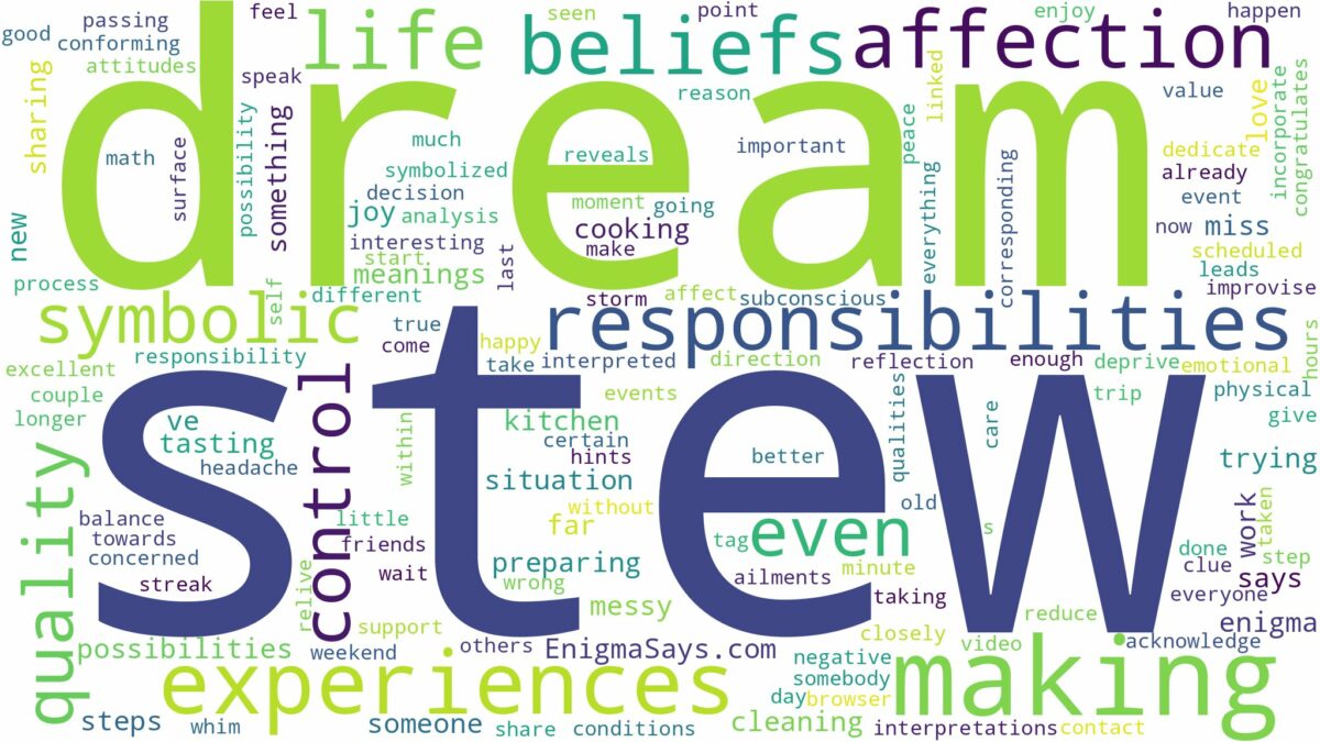 dream of making stew and related dreams with their meanings in a word cloud