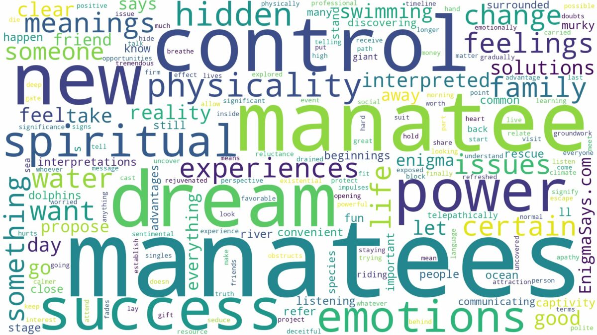 dreams about manatees and related dreams with their meanings in a word cloud