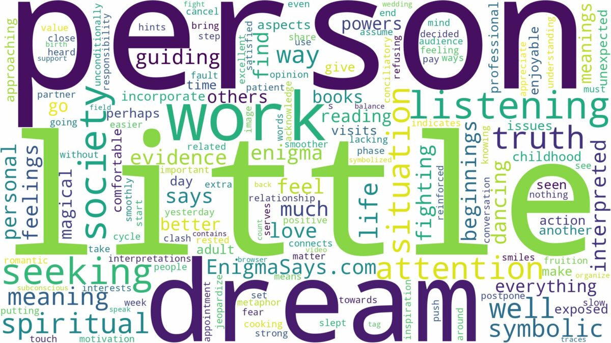 dream about a little person and related dreams with their meanings in a word cloud