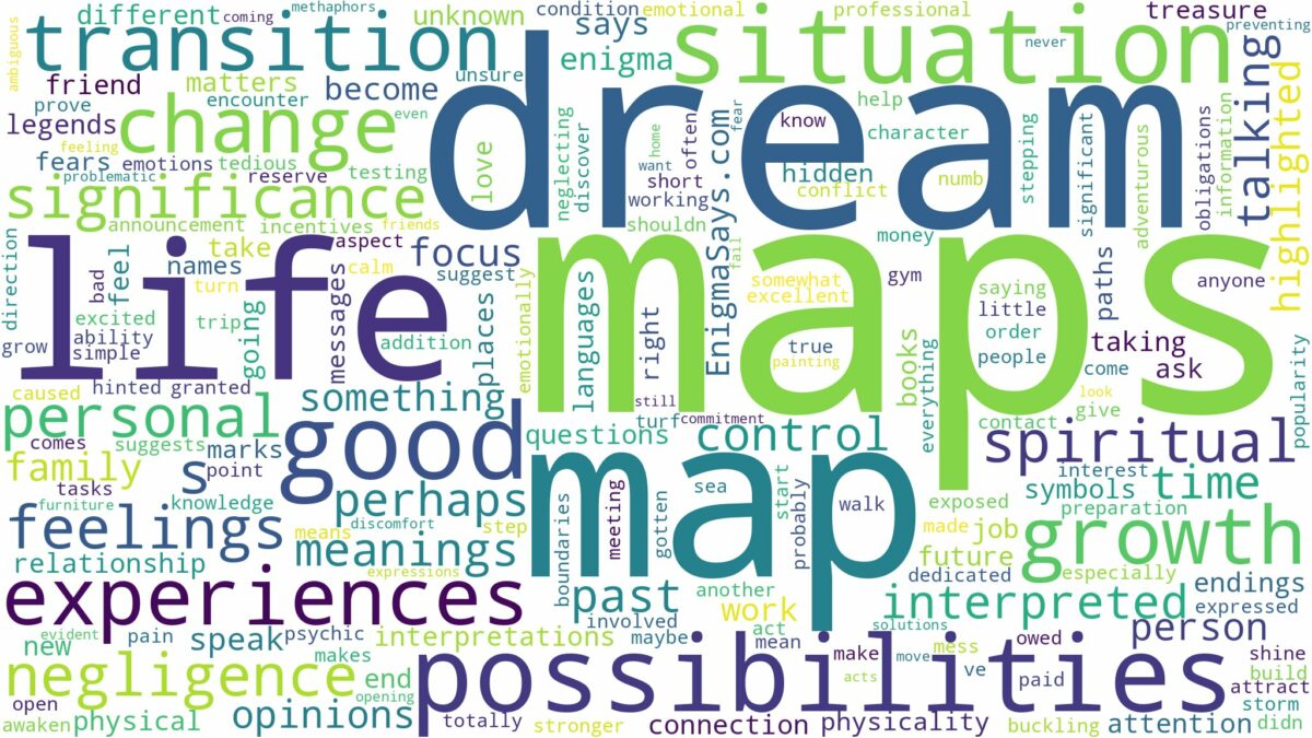 dream about map and related dreams with their meanings in a word cloud