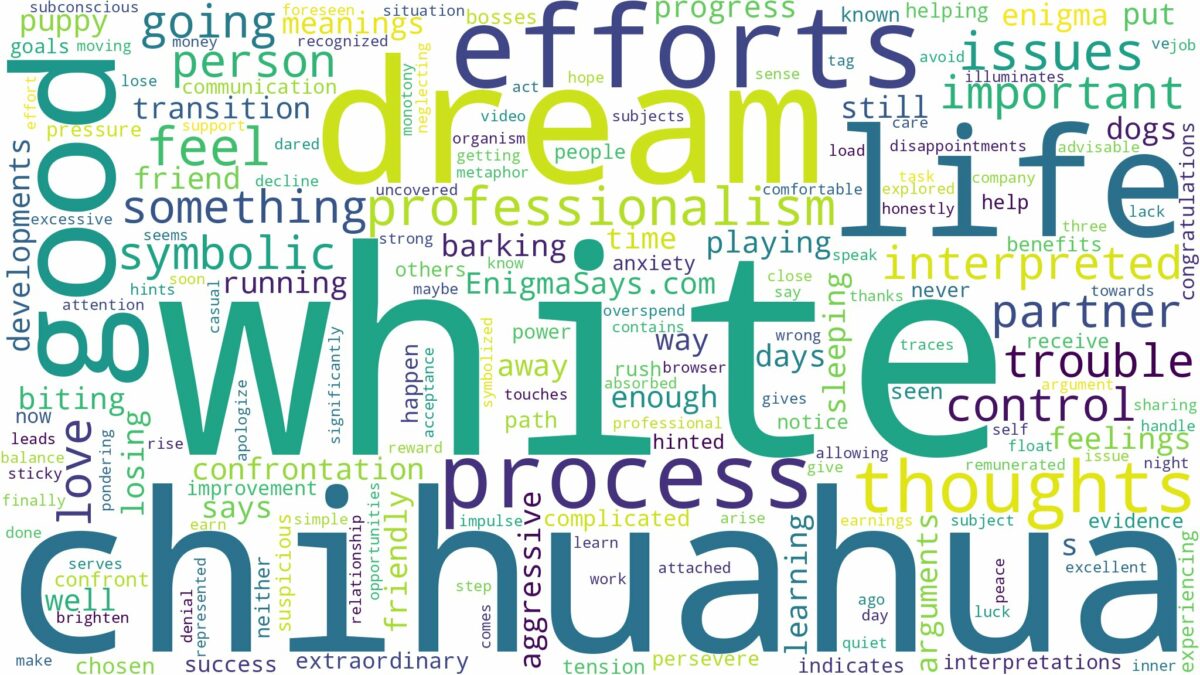 dream about a white chihuahua and related dreams with their meanings in a word cloud