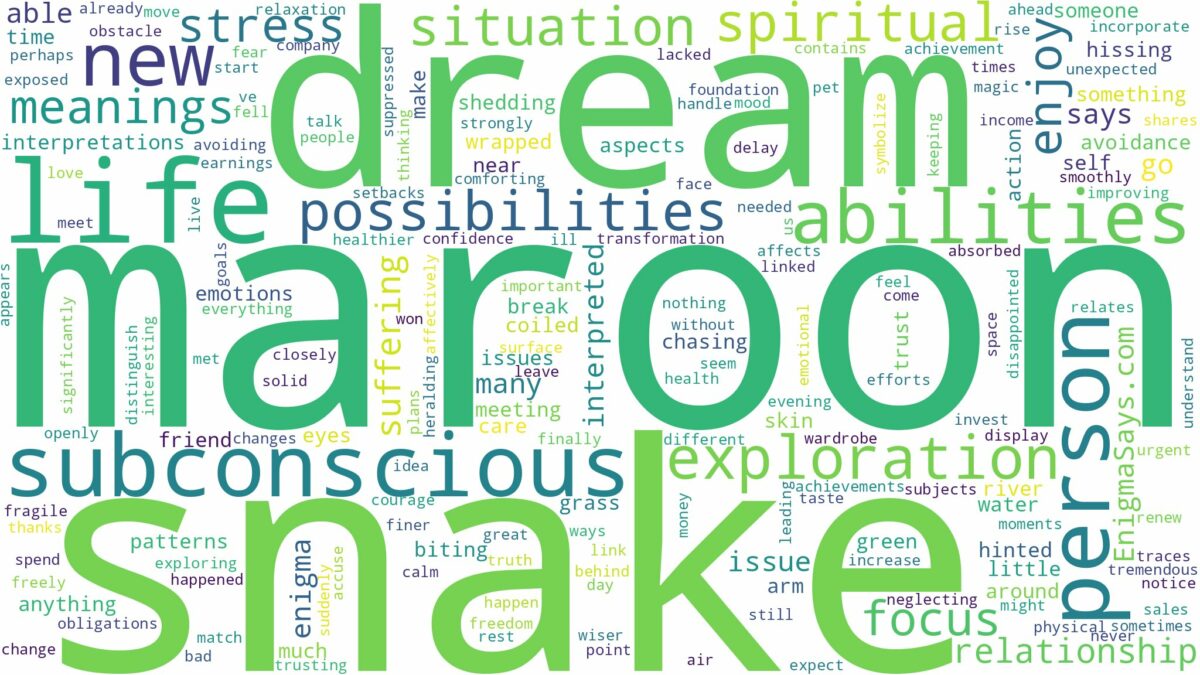 dream about maroon snake and related dreams with their meanings in a word cloud