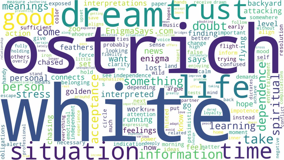 dream about a white ostrich and related dreams with their meanings in a word cloud