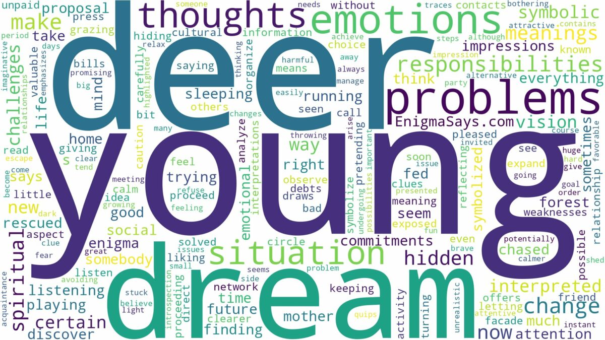 dream about a young deer and related dreams with their meanings in a word cloud