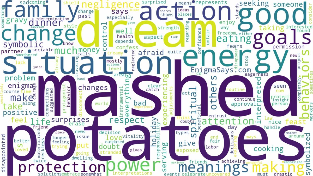 dream about mashed potatoes and related dreams with their meanings in a word cloud