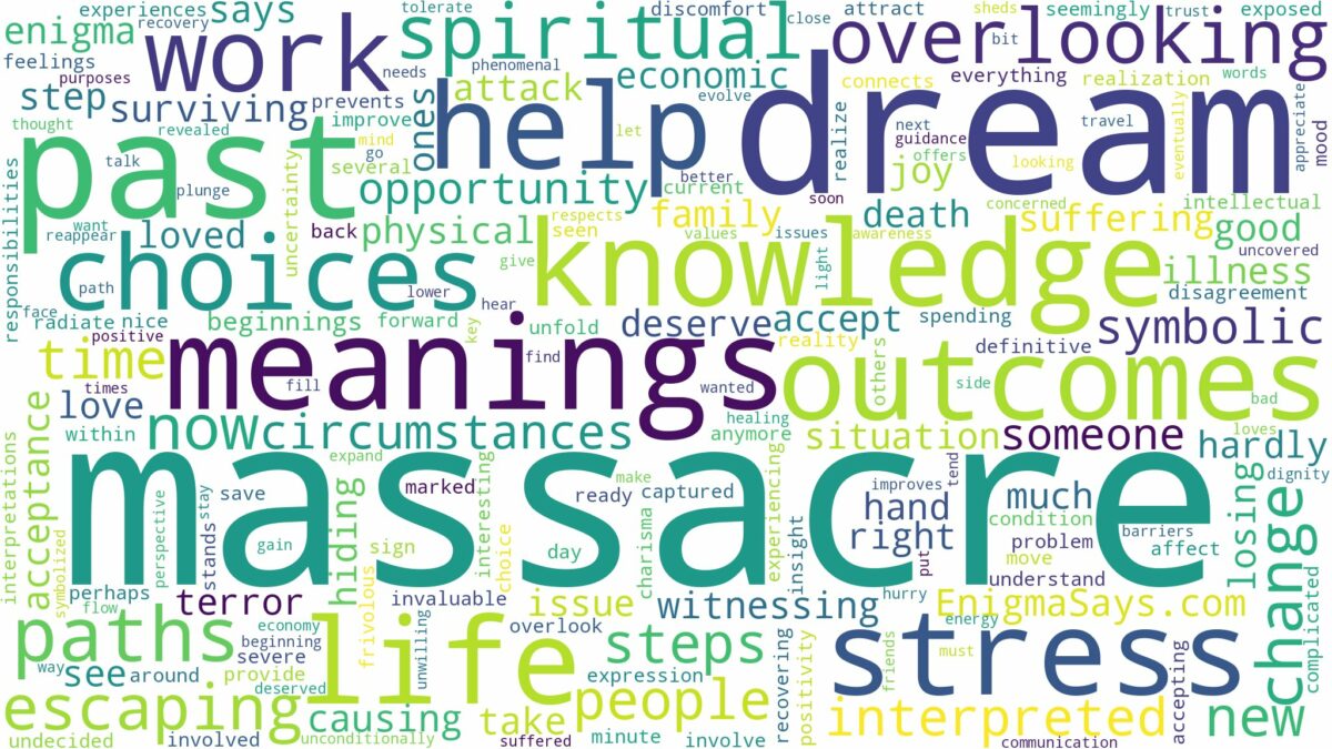 dream about massacre and related dreams with their meanings in a word cloud