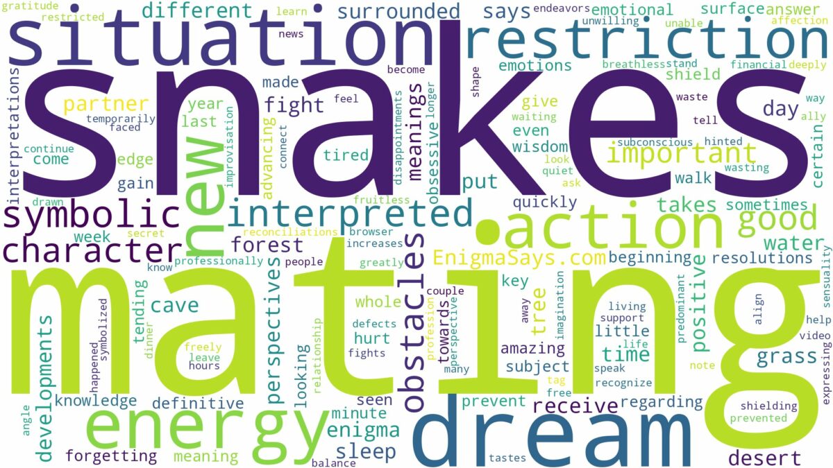 dream of mating snakes and related dreams with their meanings in a word cloud