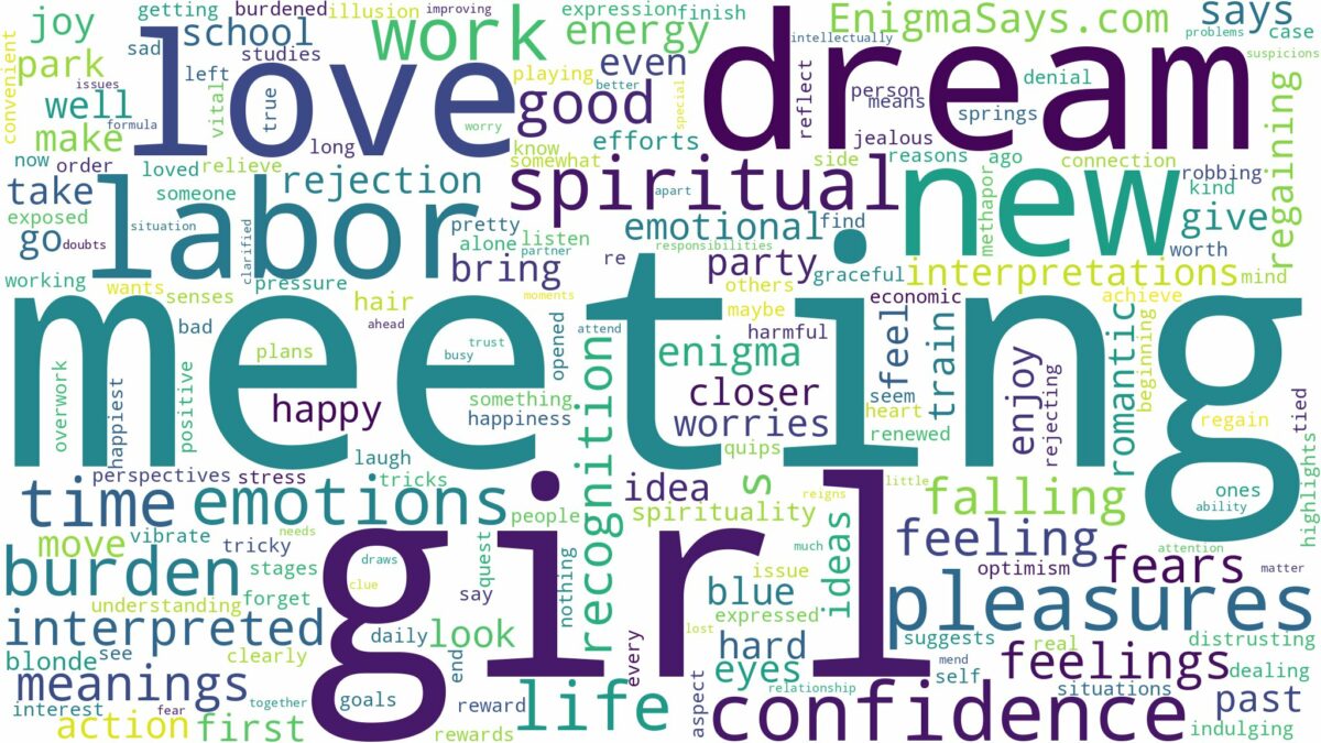 dream of meeting a girl and related dreams with their meanings in a word cloud