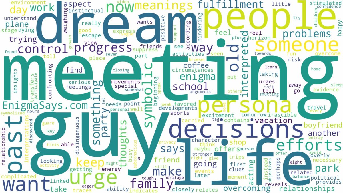 dream of meeting a guy and related dreams with their meanings in a word cloud