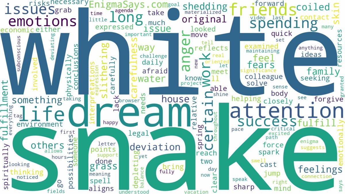 dream about a long white snake and related dreams with their meanings in a word cloud