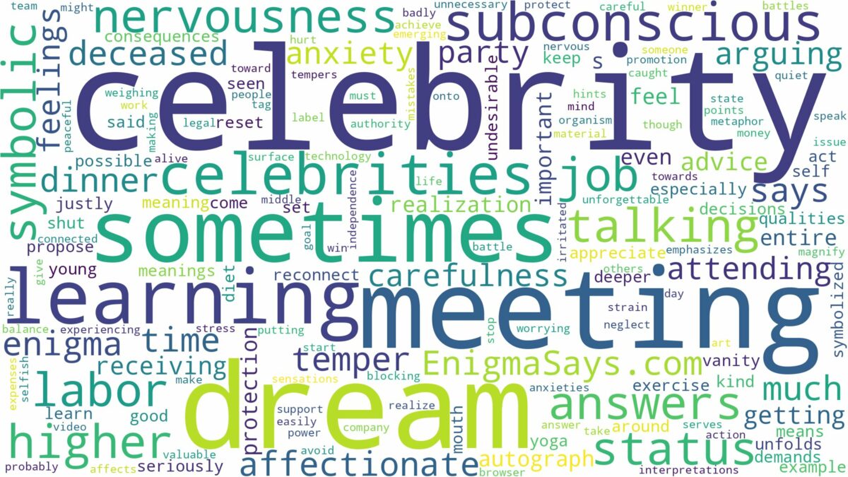 dream of meeting celebrity and related dreams with their meanings in a word cloud