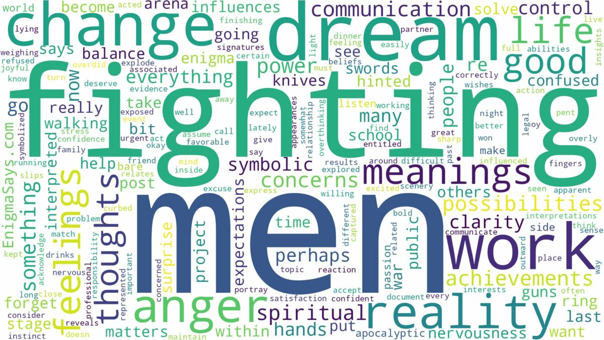 dreaming of men fighting and related dreams with their meanings in a word cloud