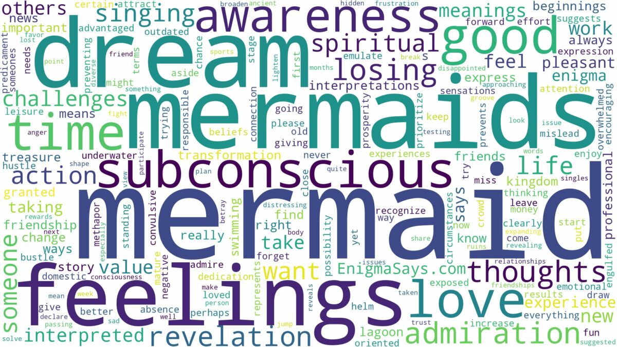 dreams about mermaids and related dreams with their meanings in a word cloud