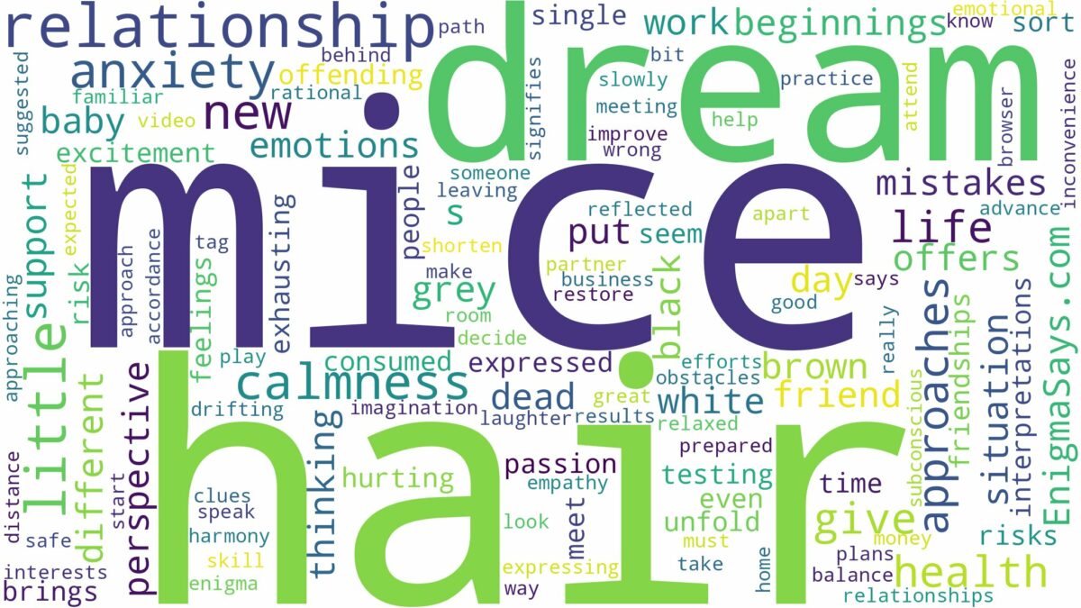 dream about mice in hair and related dreams with their meanings in a word cloud