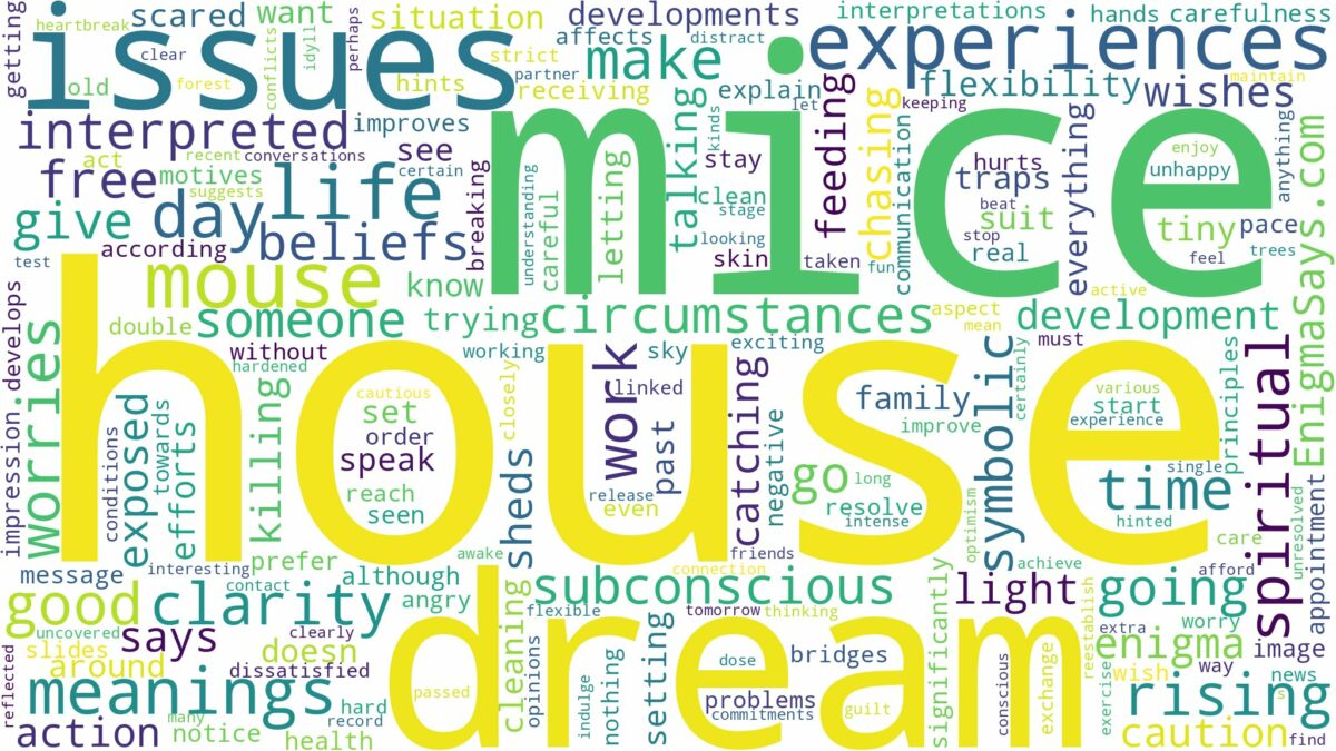 dream about mice in house and related dreams with their meanings in a word cloud