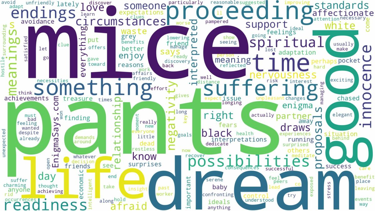 dream about mice in pants and related dreams with their meanings in a word cloud