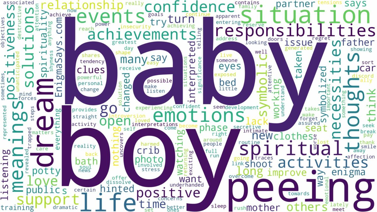 dreaming about a baby boy peeing and related dreams with their meanings in a word cloud