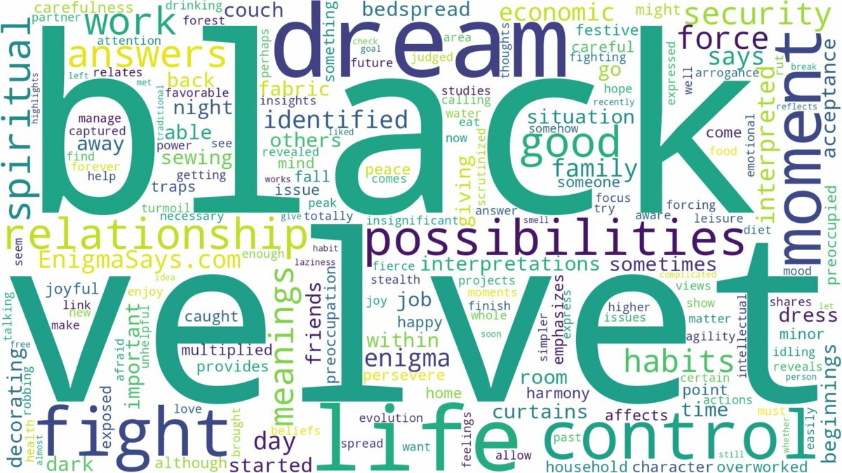 dream about black velvet and related dreams with their meanings in a word cloud