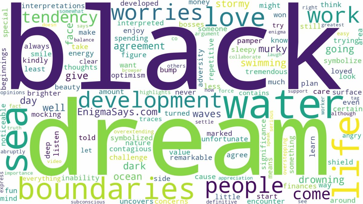 dream about black water sea and related dreams with their meanings in a word cloud