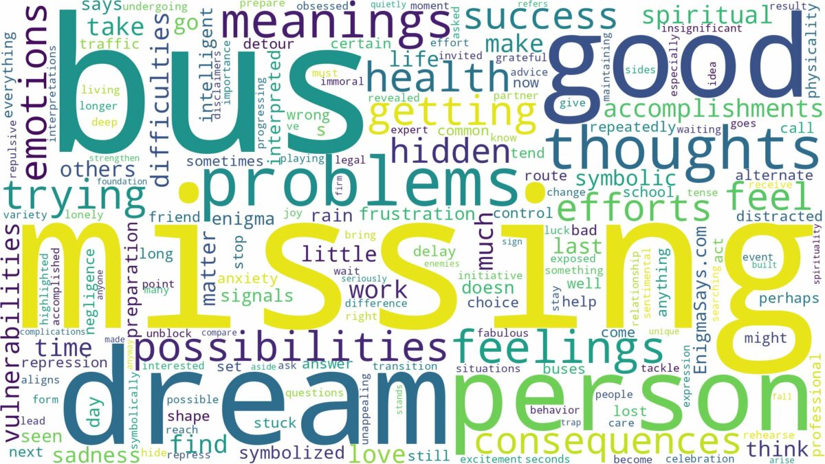 dream of missing bus and related dreams with their meanings in a word cloud