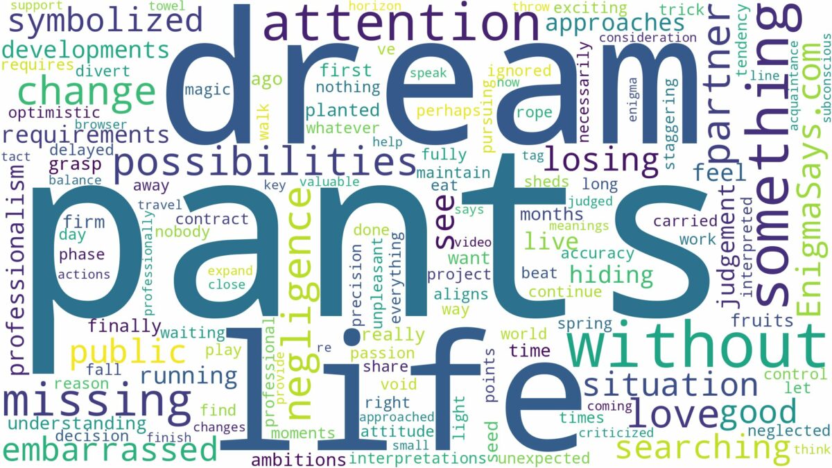 dream of missing pants and related dreams with their meanings in a word cloud