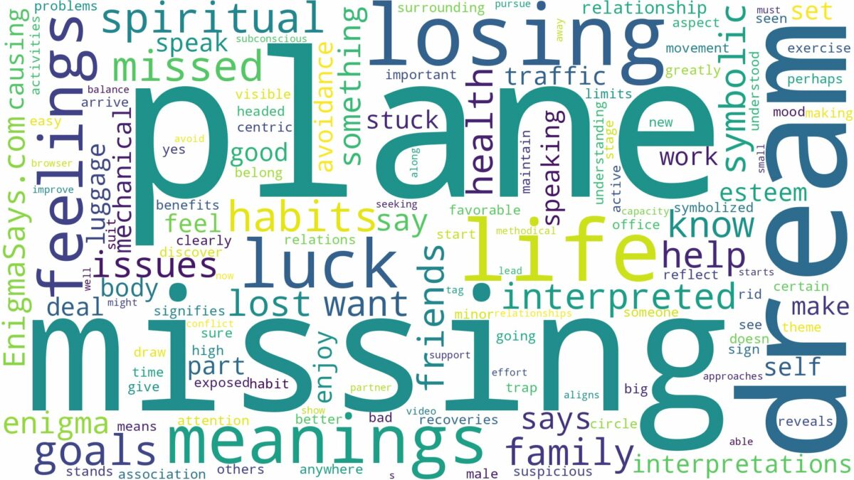 dream of missing plane and related dreams with their meanings in a word cloud